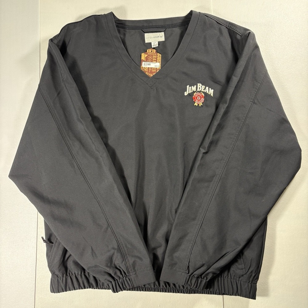 Jim Beam Embroidered CB WindTec V-Neck Windshirt Pullover Jacket Men's M Black